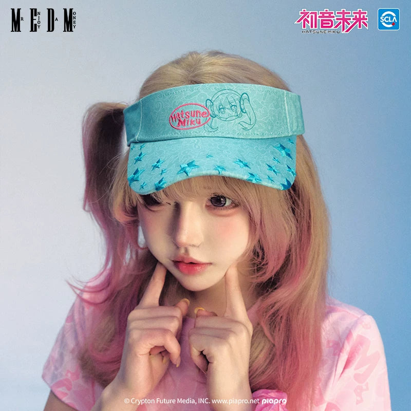 MEDMx Hatsune Miku Tennis Hat Hollow Top Sun Visor Hat Female Sun Protection and UV Protection Summer Sports Duck Tongue Sun Hat