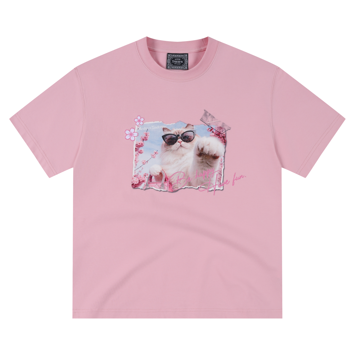 MEDMxYAD collaboration healing cute pet photo visual printing casual round neck T-shirt trendy couple short sleeved