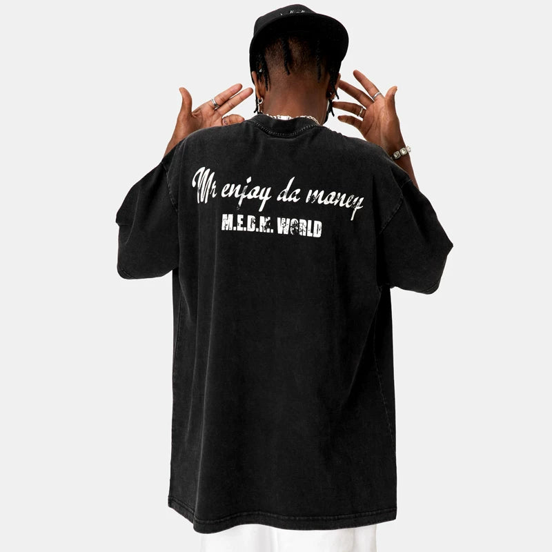 MEDM China-Chic Short Sleeve T-shirt High Street Hip Hop Loose T-shirt Cotton Breathable Couple Top