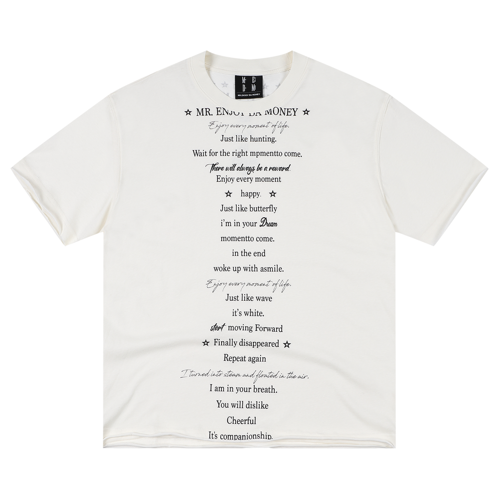 MEDM poetry collection layout printing casual round neck knitted short sleeved trendy American lazy feeling unisex T-shirt summer