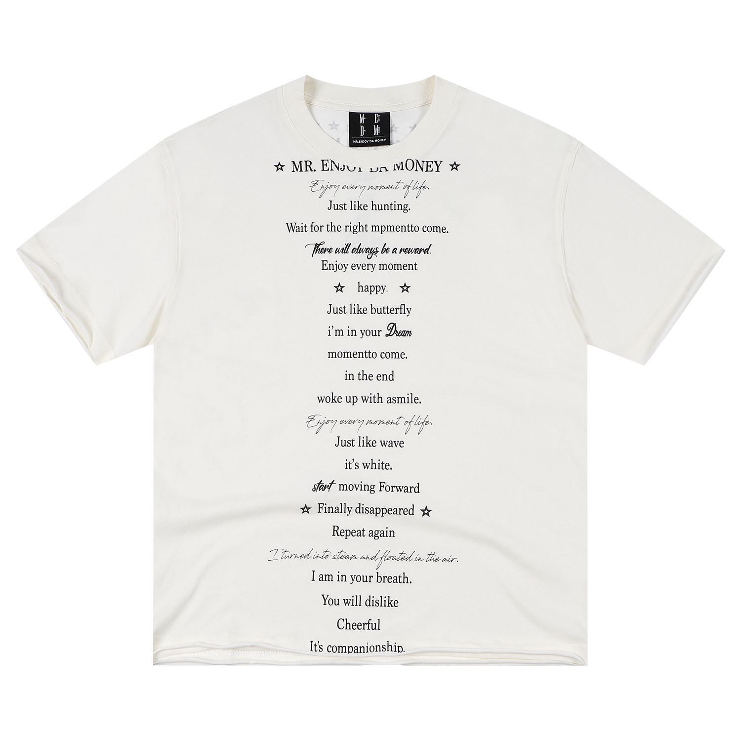 MEDM poetry collection layout printing casual round neck knitted short sleeved trendy American lazy feeling unisex T-shirt summer