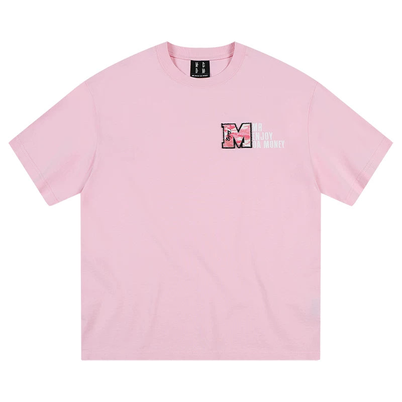 MEDM26SS Large M Camouflage Toothbrush Embroidered Short Sleeve Men's Trendy Brand Casual T-shirt American Hip Hop Top Women's Summer T-shirt