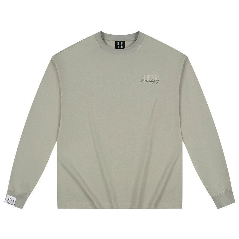 MEDM solid color sterile letter logo round neck casual long sleeved T-shirt basic versatile couple base shirt top autumn
