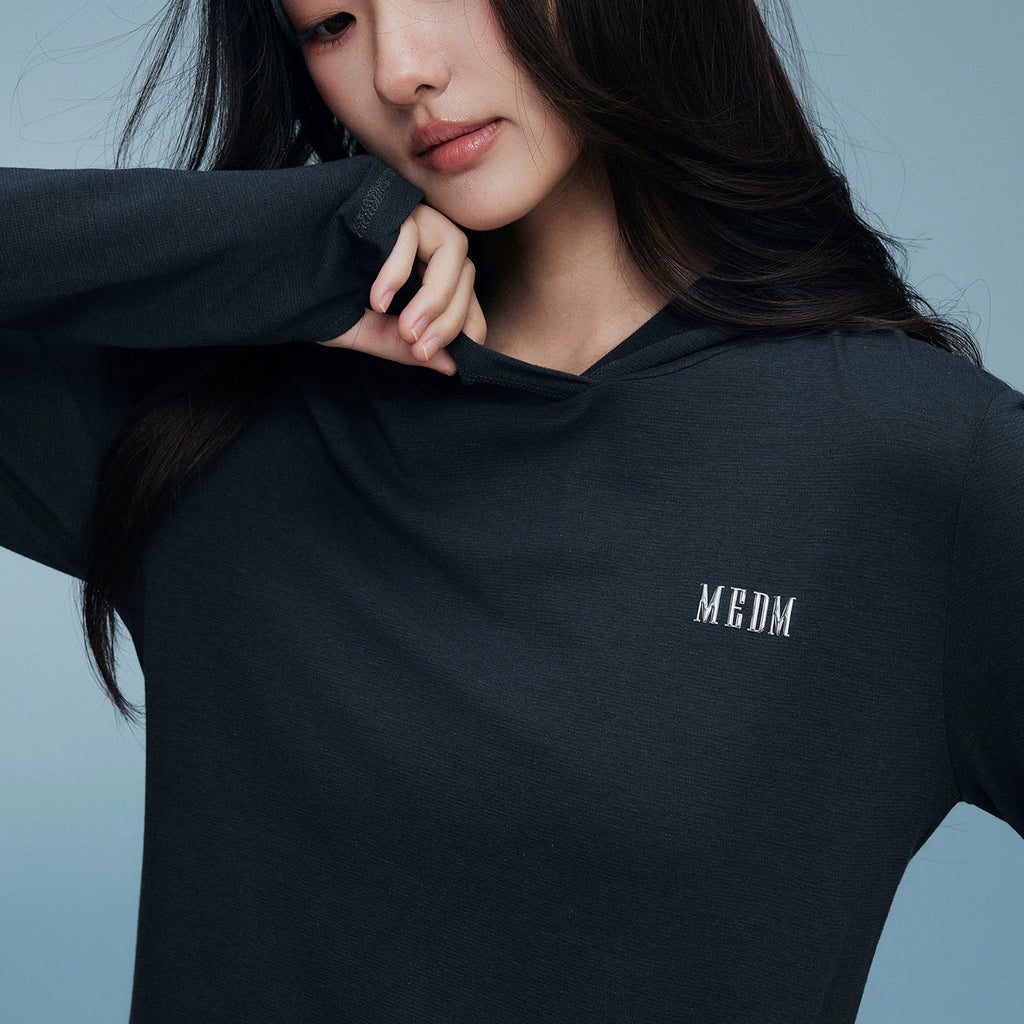 MEDM Cool Quick Drying Thin Casual Sunscreen Hoodie for Summer Commuting Breathable Sweating Slim Fit Long Sleeve T-shirt for Women