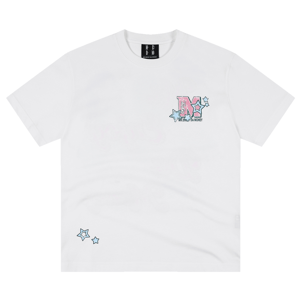 MEDM blend star font layout printing casual round neck short sleeved trendy heavyweight pure cotton loose couple T-shirt