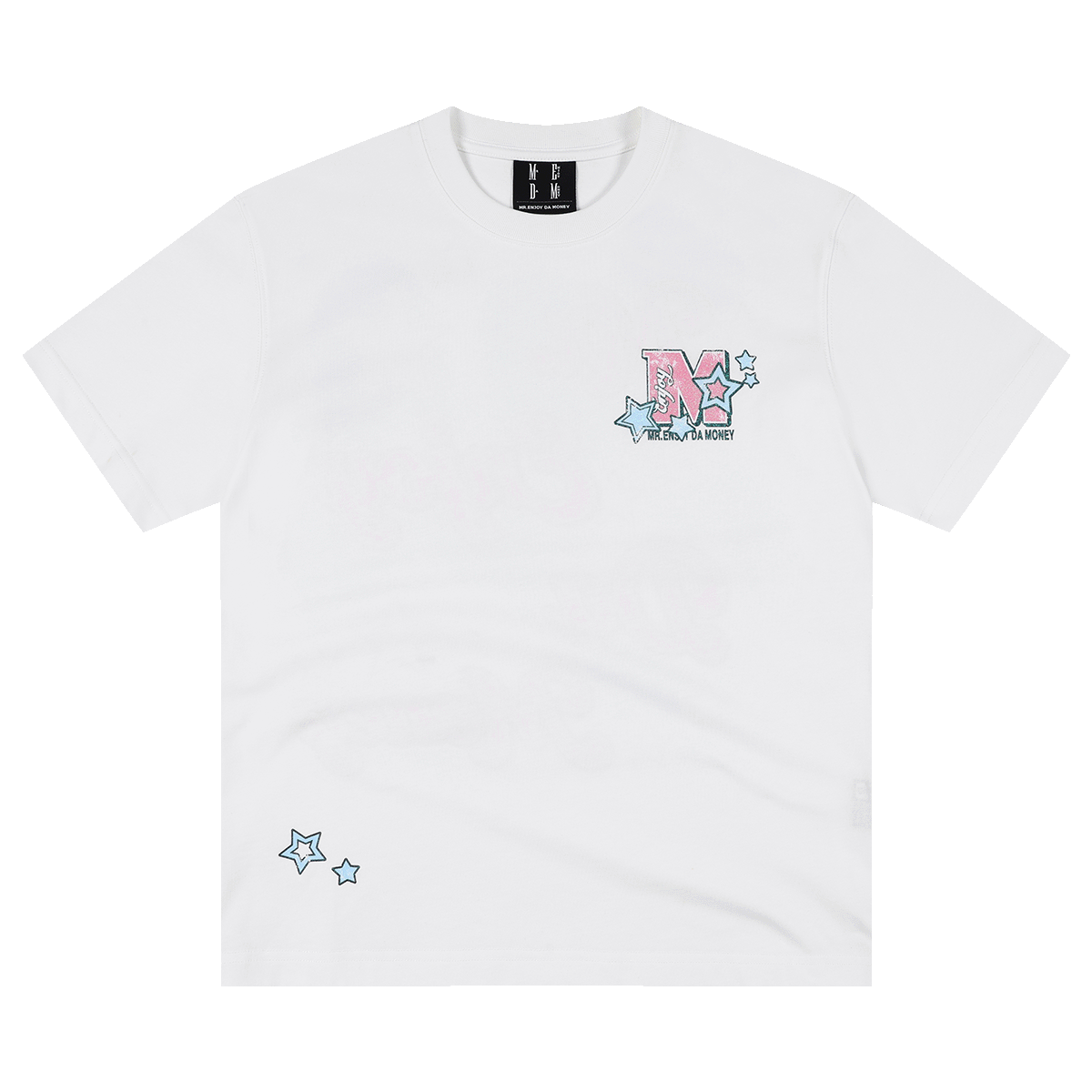 MEDM blend star font layout printing casual round neck short sleeved trendy heavyweight pure cotton loose couple T-shirt