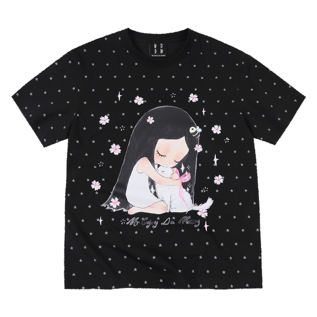 MEDM × Iria's mailbox joint guardian kitten print full star casual small version short sleeved round neck T-shirt