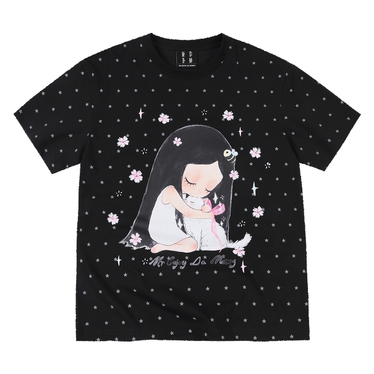 MEDM × Iria's mailbox joint guardian kitten print full star casual small version short sleeved round neck T-shirt