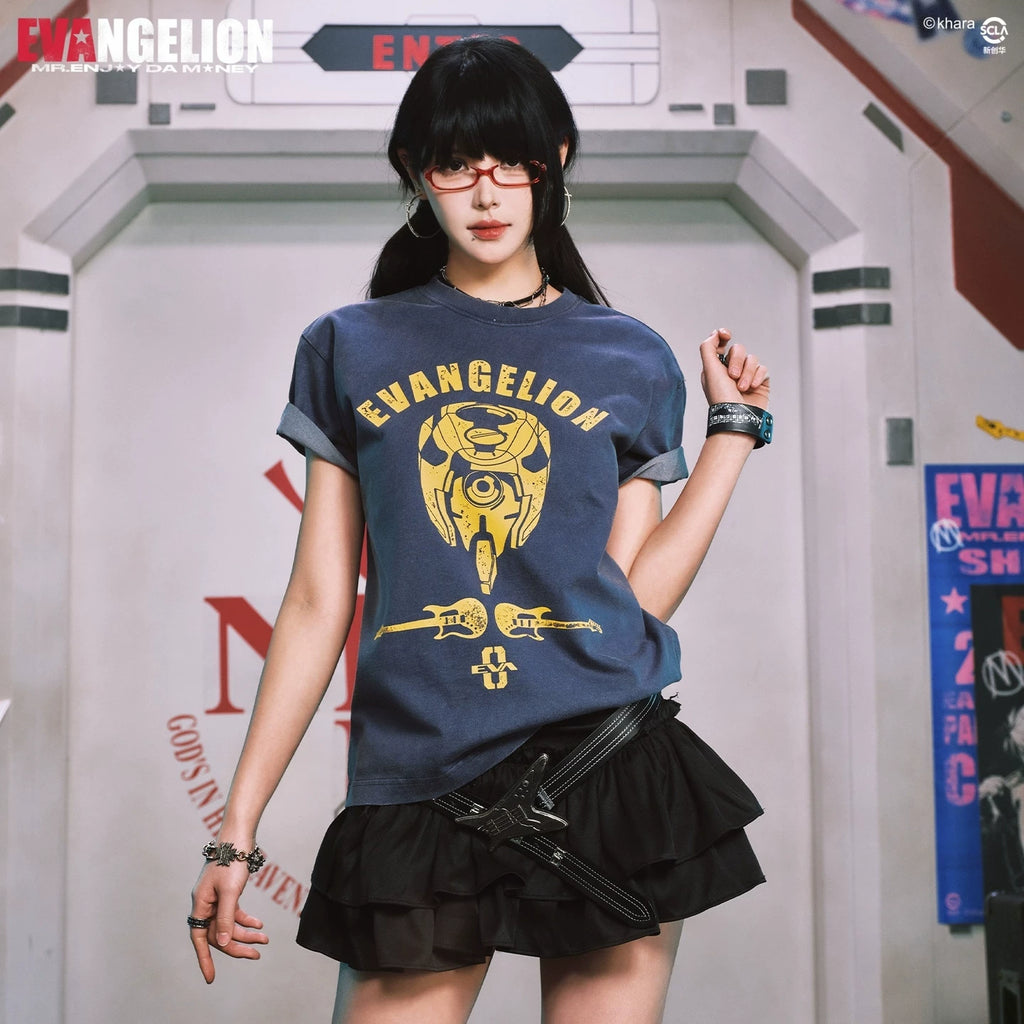 MEDMxEVA NEVER END series body washed and worn casual round neck short sleeved shirt worn and loose T-shirt trendy