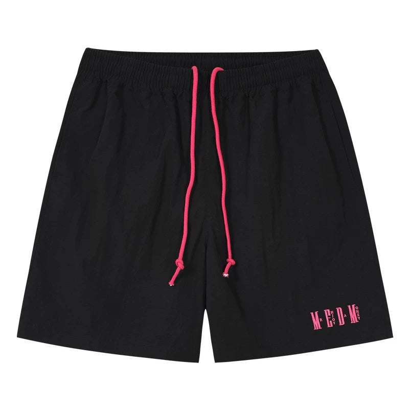 MEDM Beach Sports Speed Drying Functional Letter Embroidered Casual Pants Commuter Versatile Multi Color Drawstring Loose Shorts