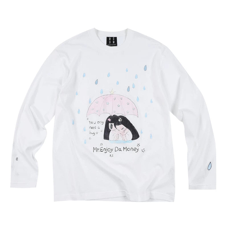 MEDM x Iria mailbox collaboration raindrop digital printing embroidery long sleeved cover shirt casual round neck top summer