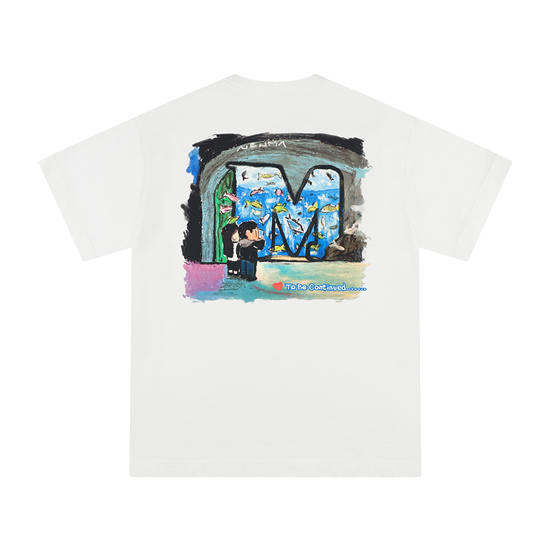 MEDMxNewmasus Co branded Aquarium Short Sleeve T-shirts for Men and Women Couples China-Chic Casual Half Sleeve Summer T-shirts