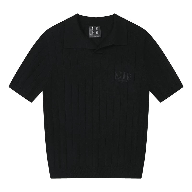 MEDM low-key old money style simple knitted casual short sleeved commuting loose collar men's and women's Polo knitted shirt summer