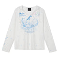 MEDM playing instrument angel dog pattern printed lightweight casual hooded T-shirt cute style top for women