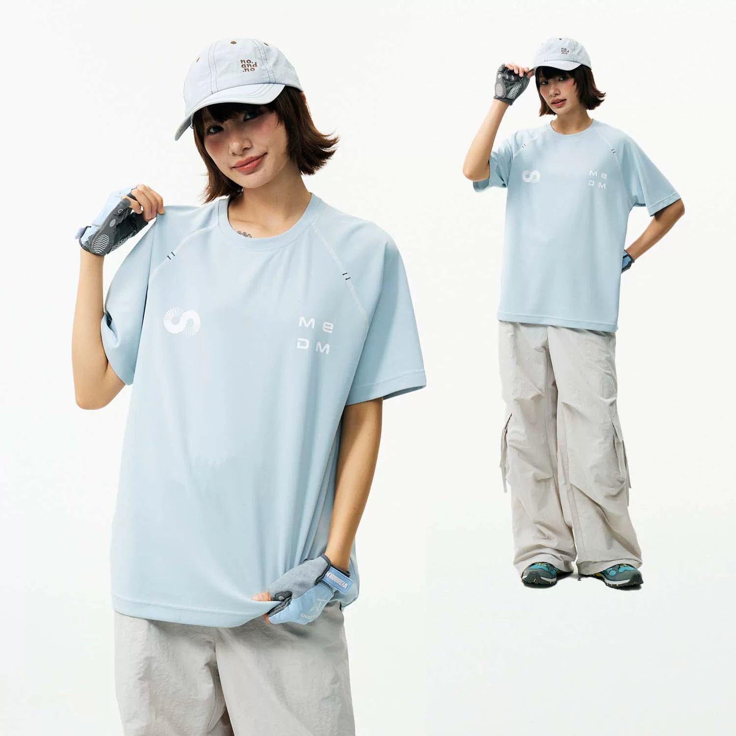 MEDM contour letter print sports style casual round neck T-shirt trend simple and versatile men's and women's loose short sleeves