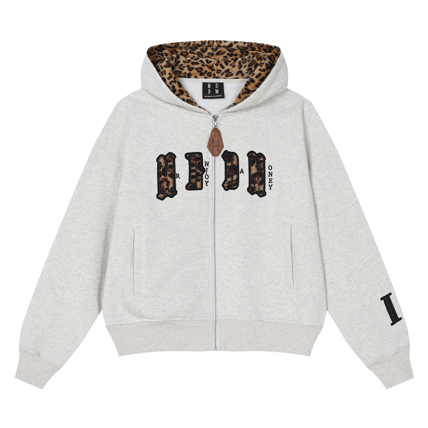 MEDM leopard print hat with leather lining, casual zipper hoodie, American couple casual cardigan, hooded and fleece hoodie, autumn