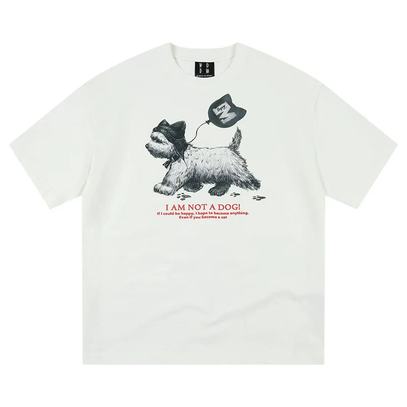MEDM Cat Ear Hat Puppy Balloon Print Tee