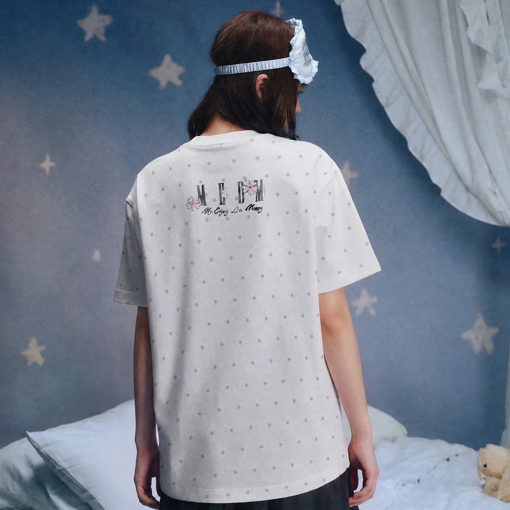MEDM × Iria's mailbox joint guardian kitten print full star casual small version short sleeved round neck T-shirt