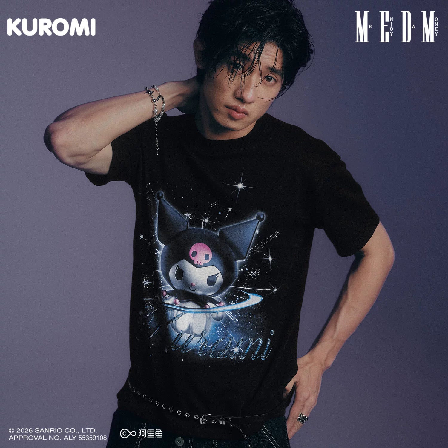 MEDM × Sanrio Family Series Dark Style 3D Acid Leisure T-shirt Cool Lomi Pattern Round Neck Short Sleeve Summer