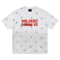 MEDM contrasting logo printed with stars, washed and worn, casual round neck T-shirt, American retro loose short sleeved for men and women