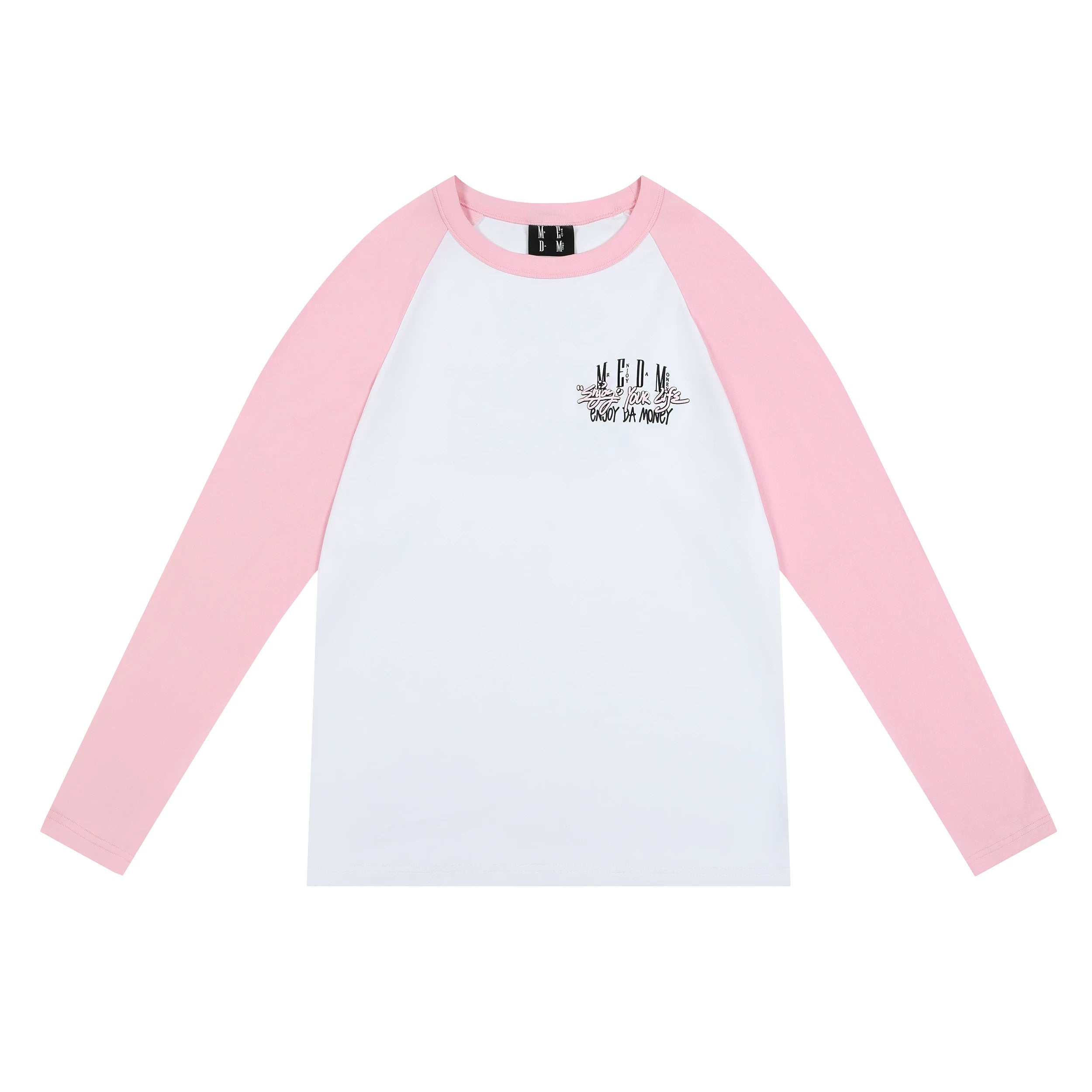MEDM trendy brand foam color blocked shoulder long sleeved T-shirt for men and women, autumn new casual versatile trendy T-shirt top