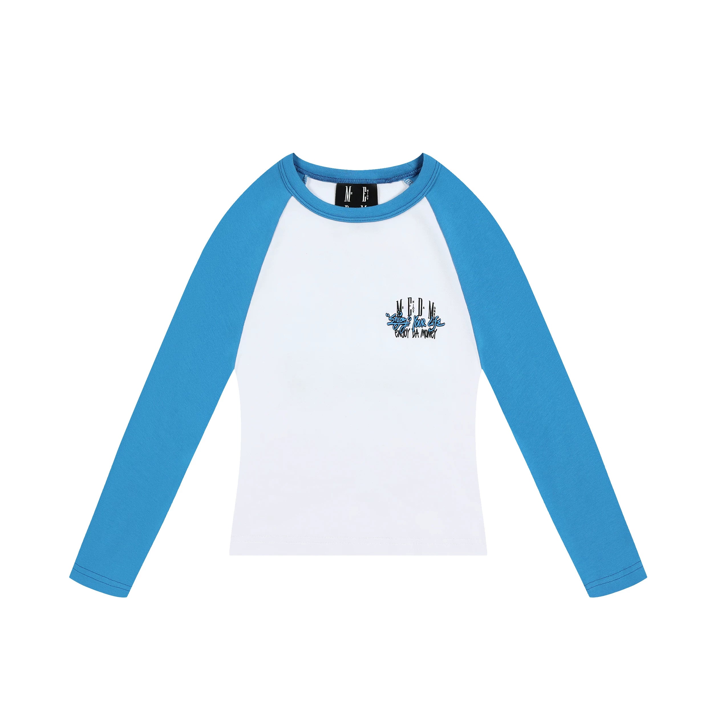 MEDM trendy brand foam color blocked shoulder long sleeved T-shirt for men and women, autumn new casual versatile trendy T-shirt top