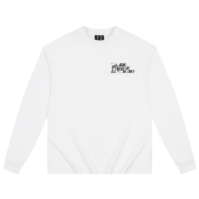 MEDM2025 new product solid color sticker animal pattern suede ant thread casual long sleeved T-shirt round neck base shirt top