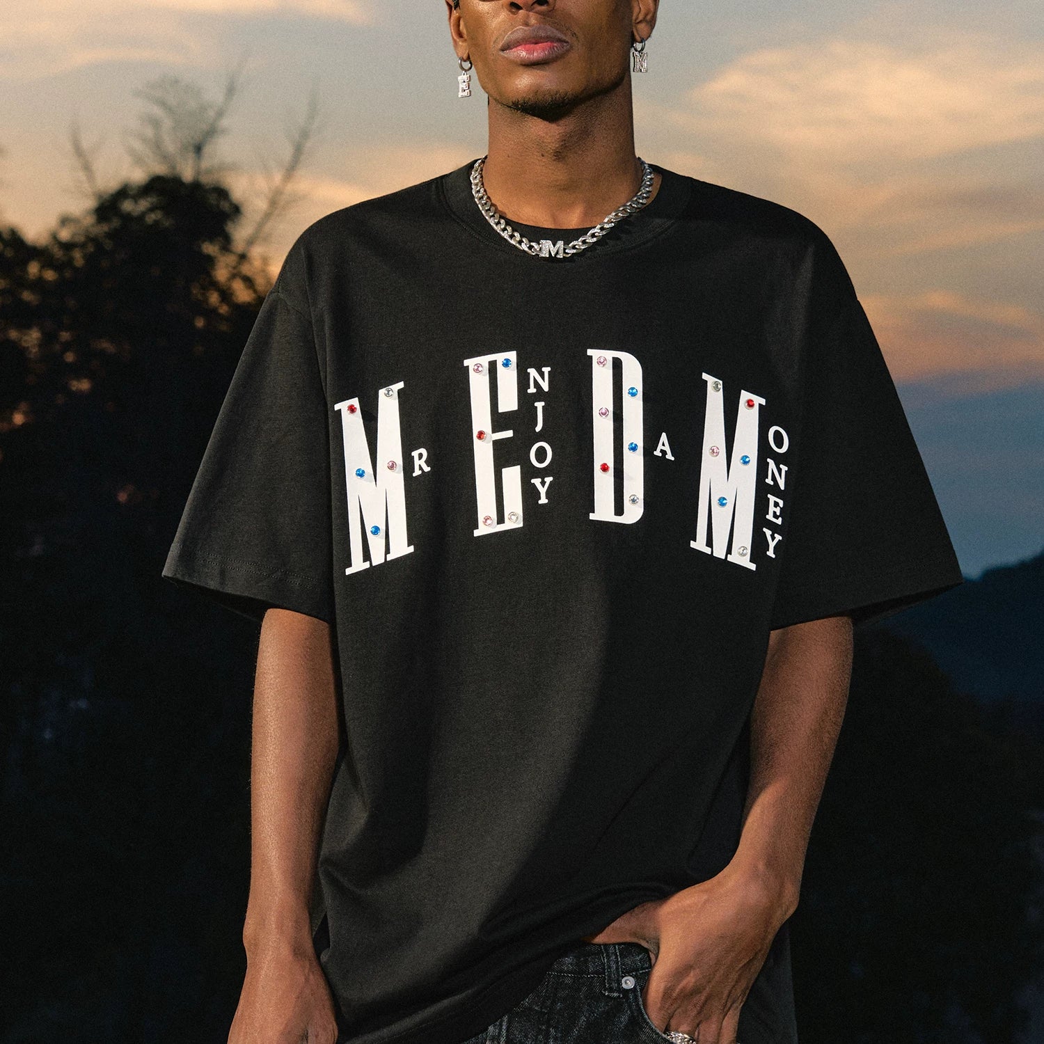 MEDM26SS Diamond Series Short Sleeve T-shirt Men's Summer American Casual T-shirt Women's Trendy Brand Loose Couple Top