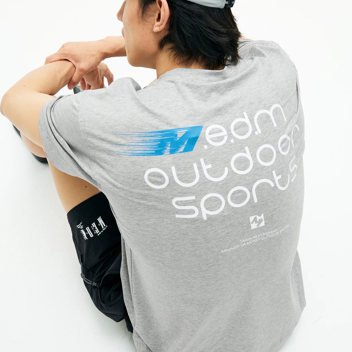 MEDM Island Sports Series Loose Shoulder Round Neck T-shirt Trendy Breathable Slimming Letter Printed Casual Short Sleeve