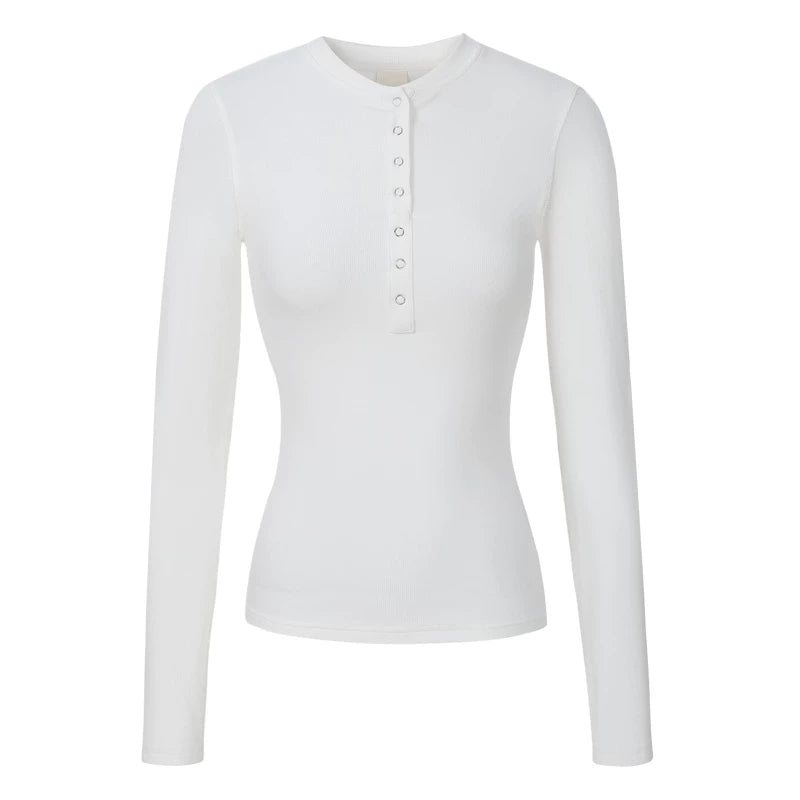 MEDM minimalist design woven label slim fit Henry shirt T-shirt for women, thin and high-end, slimming and versatile casual top for spring