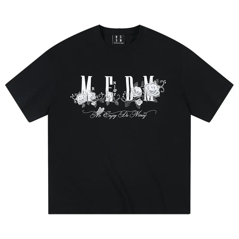 MEDM Beaded Rose Embroidery Logo Tee