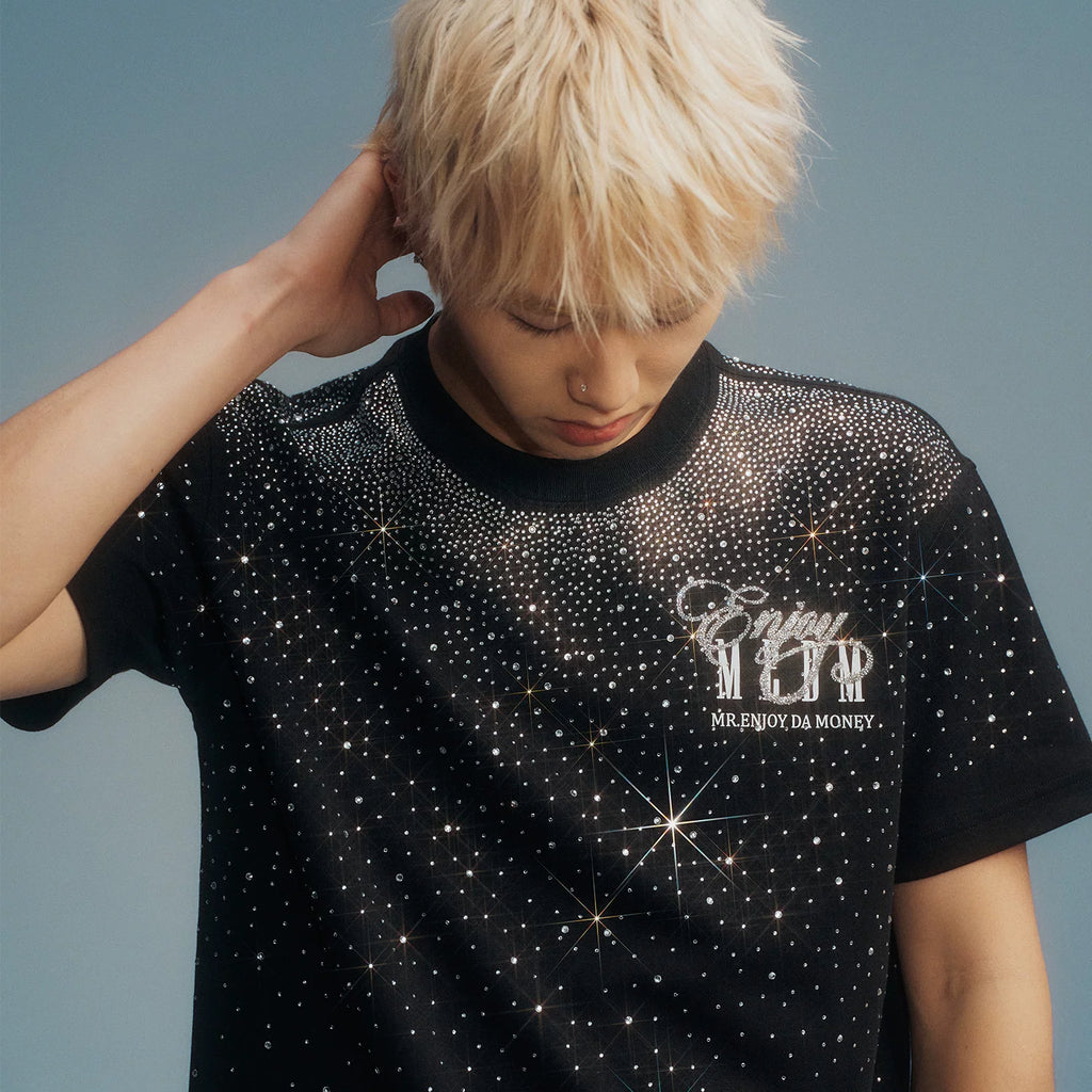MEDM Starry Sky Gradient Hot Diamond Logo Casual Round Neck Short Sleeve 26 Summer New Style Trendy Loose and Relaxing T-shirt