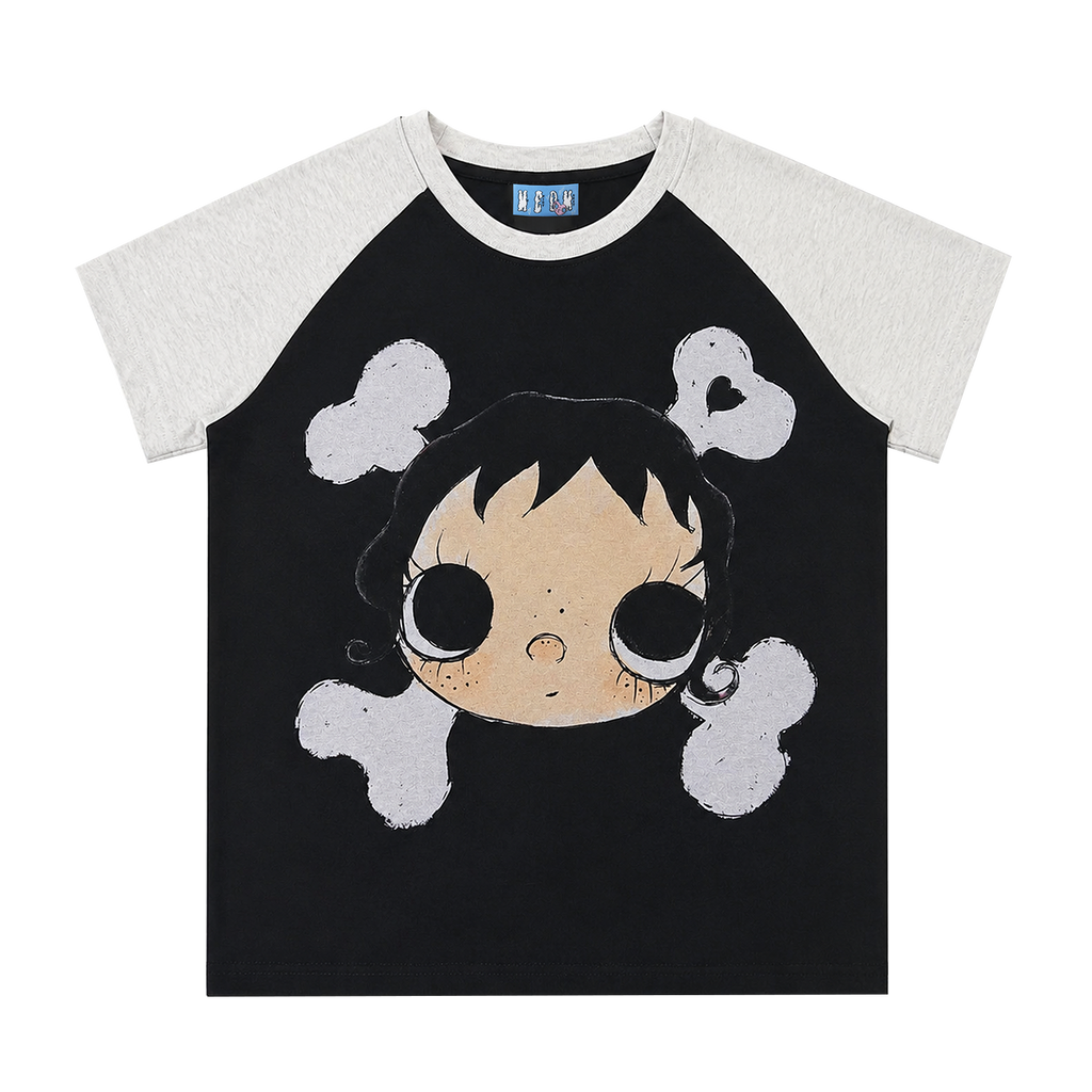 MEDM × YUY Jade Collaboration - Big Face Bone Women's Edition Slim fit Shoulder Casual Round Neck Short Sleeve Cute Style T-shirt Summer
