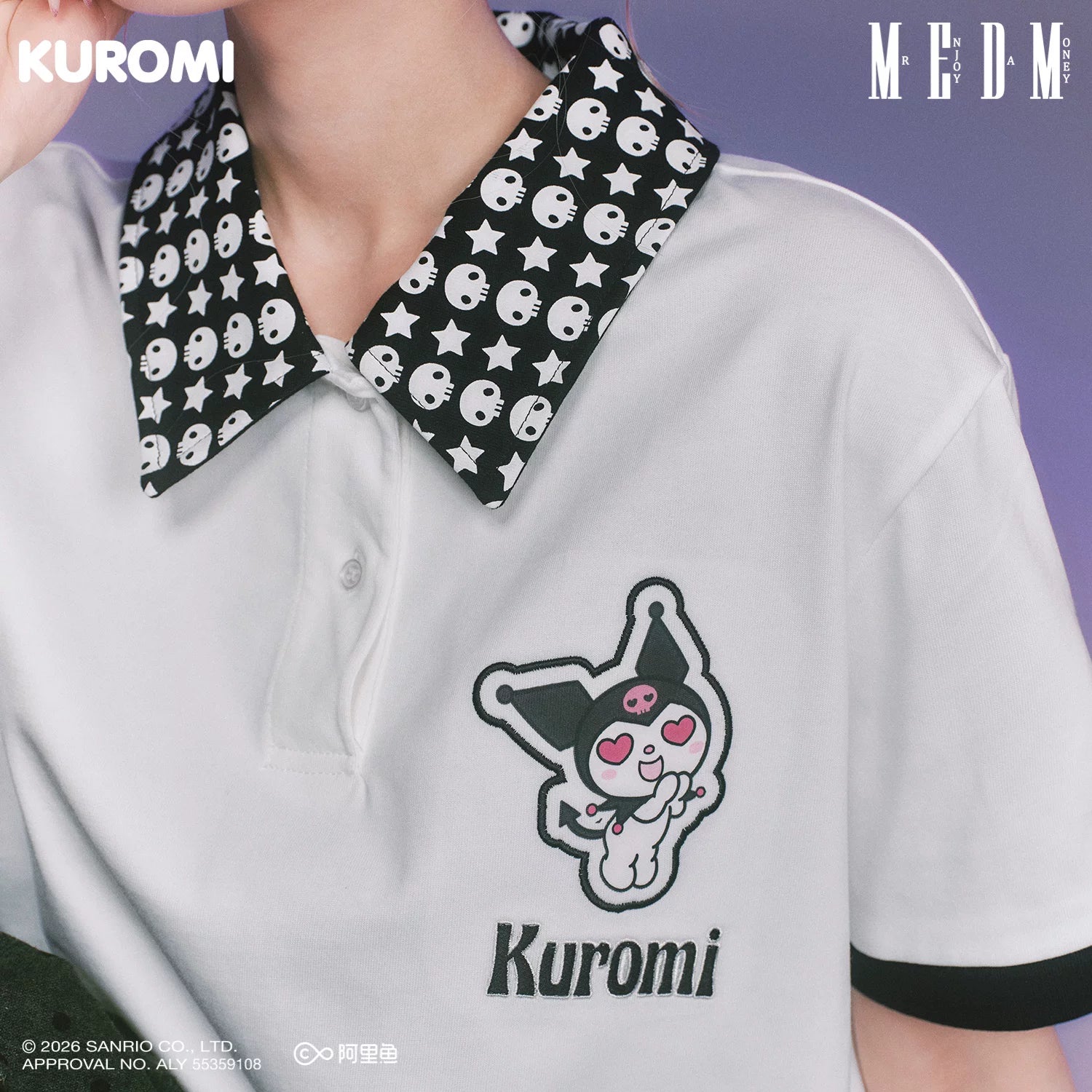 MEDM × Sanrio Family Series Color Contrasting Collar Casual Short Sleeve Polo Shirt Cool Lomi Pattern Top Summer