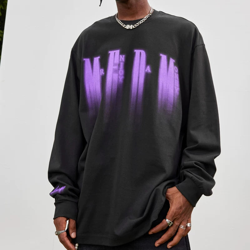 MEDM American fashion brand Phantom Logo long sleeved T-shirt for couples, autumn high street retro casual T-shirt