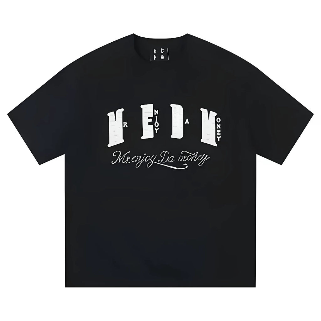 Luzhuo Same Style MEDM Small Fragrance Patch Cloth Pearl Letter Short Sleeve T-shirt Men's and Women's American Loose Couple Top T