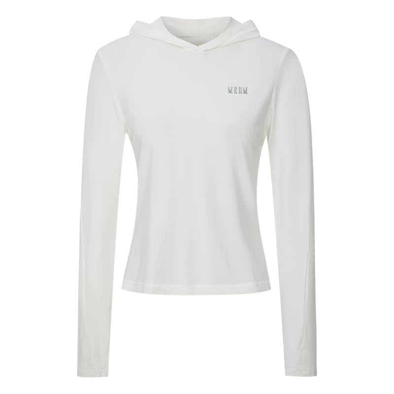 MEDM Cool Quick Drying Thin Casual Sunscreen Hoodie for Summer Commuting Breathable Sweating Slim Fit Long Sleeve T-shirt for Women