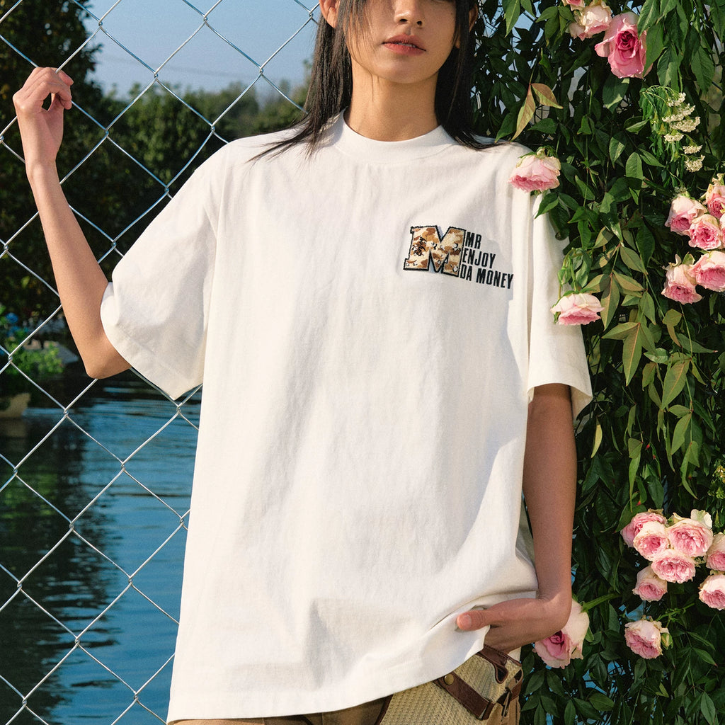 MEDM26SS Large M Camouflage Toothbrush Embroidered Short Sleeve Men's Trendy Brand Casual T-shirt American Hip Hop Top Women's Summer T-shirt