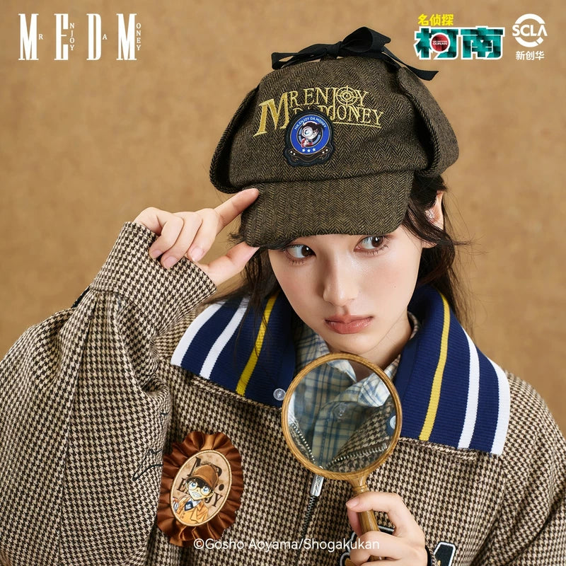 MEDMx Detective Conan Collaboration Double brimmed Retro Art Detective Hat Casual Hat British Style Versatile Hat