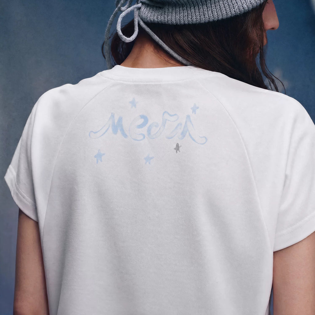MEDM × Iria's mailbox co branded guardian dog print slim fit shoulder inserted casual short sleeved round neck T-shirt for women