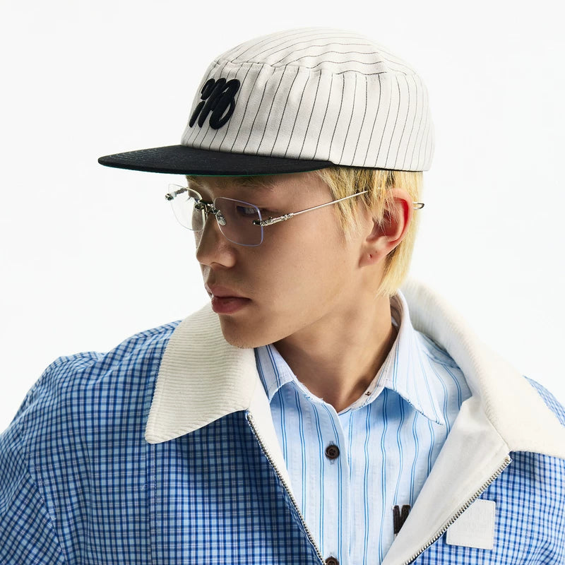 MEDM flat top casual retro versatile striped hat retro street minimalist small label embroidered duck tongue hat for men and women