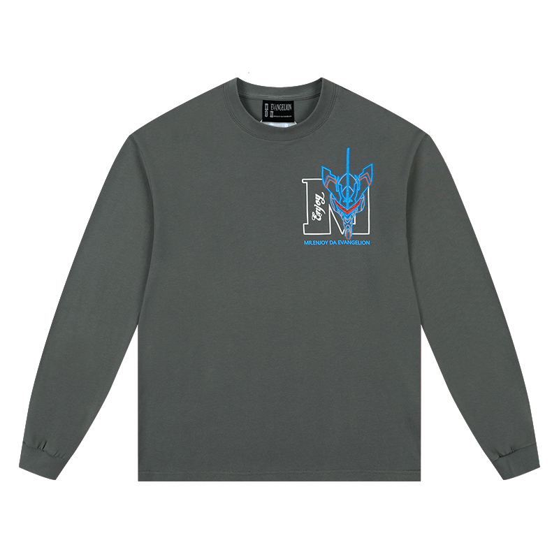 MEDMxEVA Joint Basic Logo Long Sleeve T-shirt Men's Casual Hoodie Top Women's Spring/Autumn American T-shirt