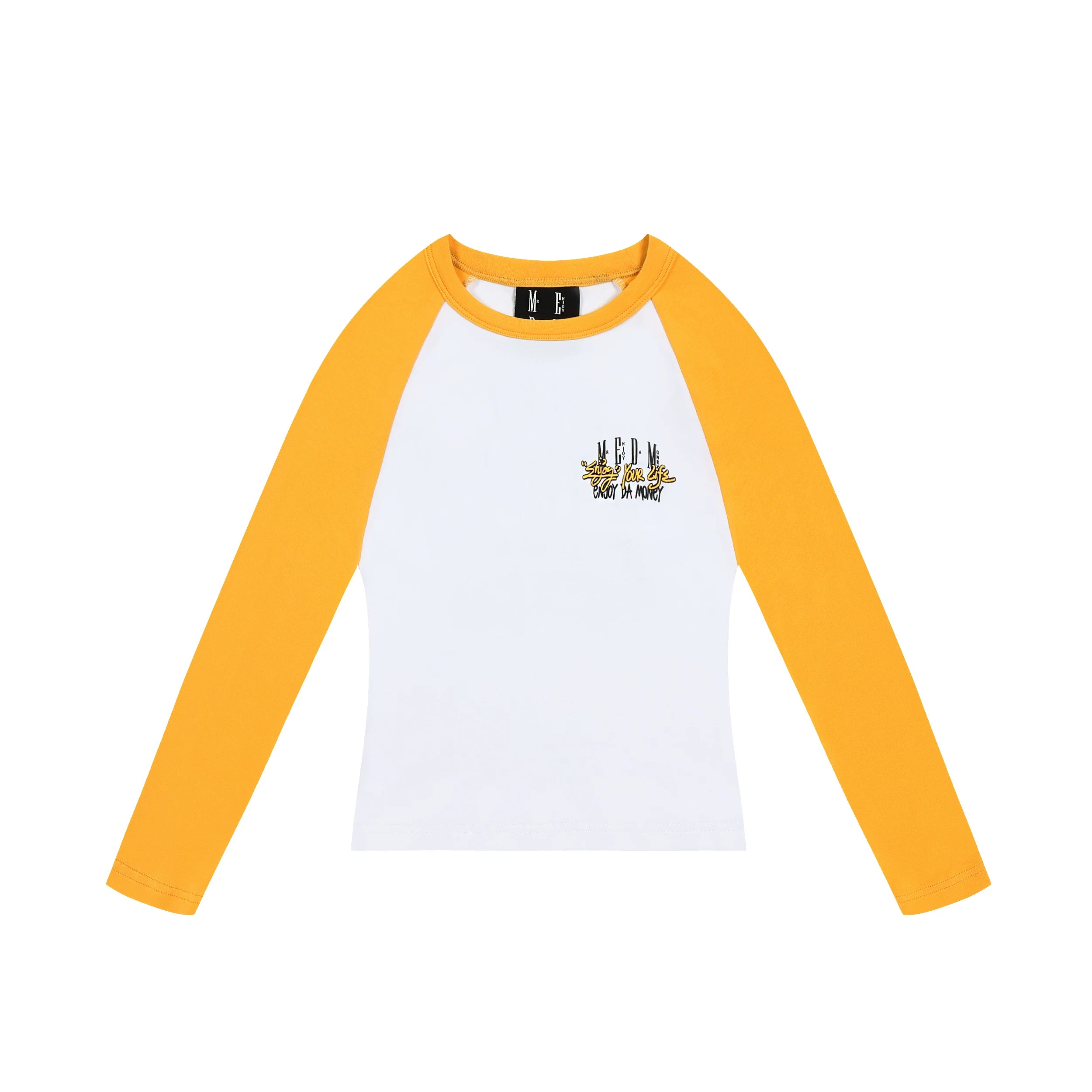 MEDM trendy brand foam color blocked shoulder long sleeved T-shirt for men and women, autumn new casual versatile trendy T-shirt top