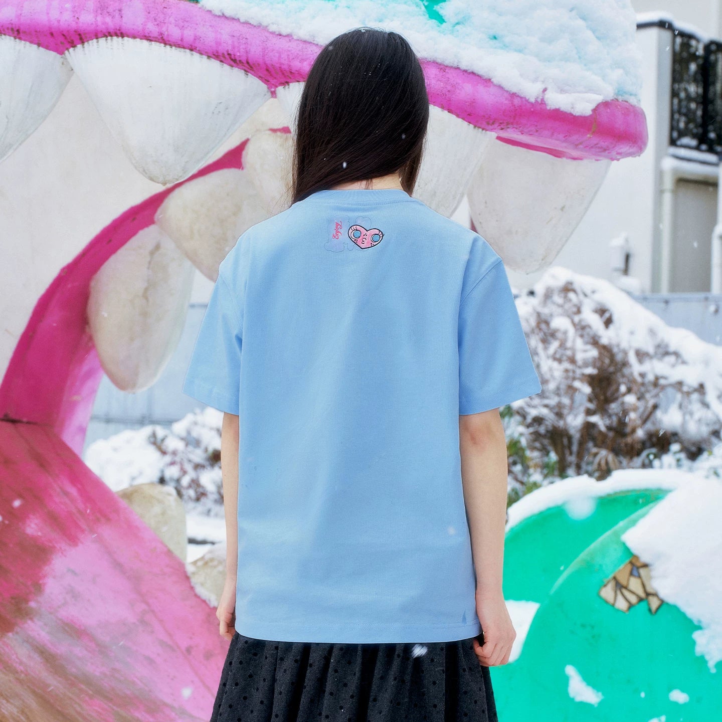MEDM × YUY Jade Collaboration - Angel Printed Love Embroidered Casual Round Neck Short Sleeve Summer Cute Loose T-shirt