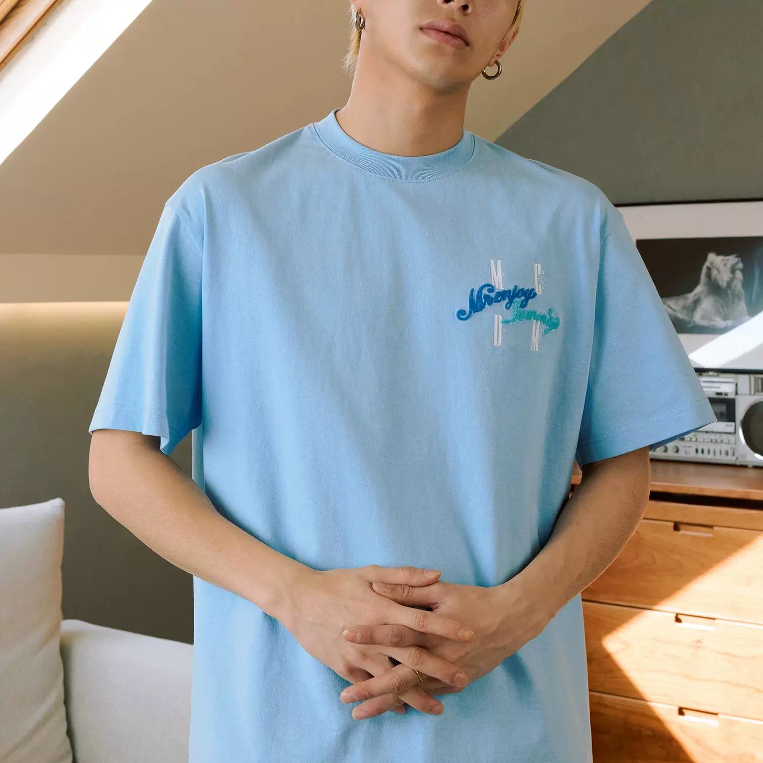 MEDM26SS four-color Tencel velvet body letter short sleeved men's summer new T-shirt American minimalist top t