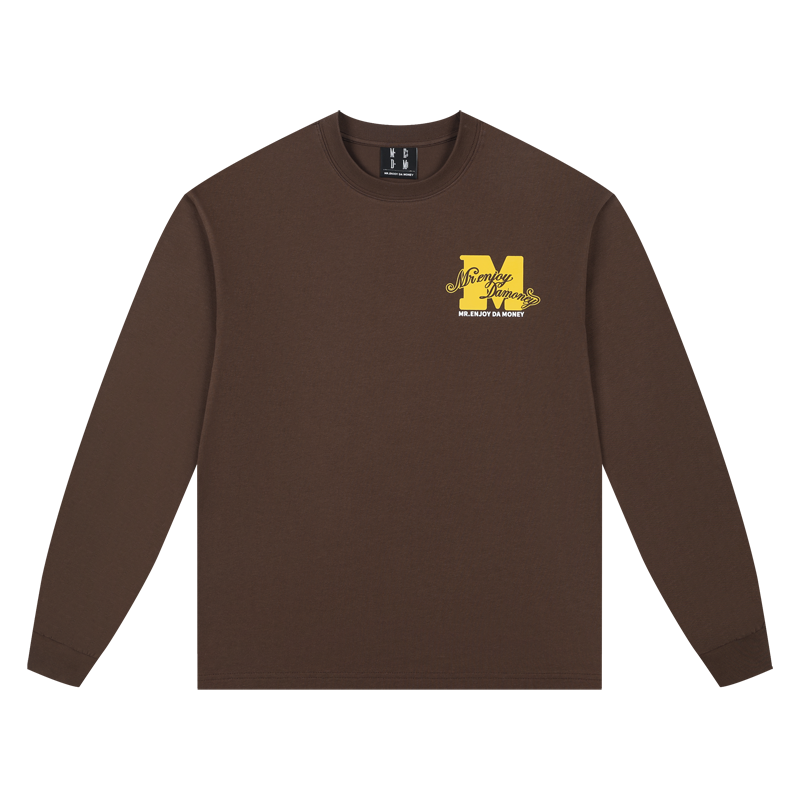 MEDM25SS basic m-floral letter printed long sleeved T-shirt for men and women, trendy brand loose casual round neck top
