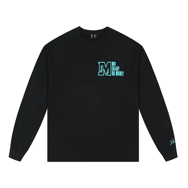MEDM China-Chic Embroidery Long Sleeve T-shirt Oversize Loose Casual T-shirt Cotton Versatile Top