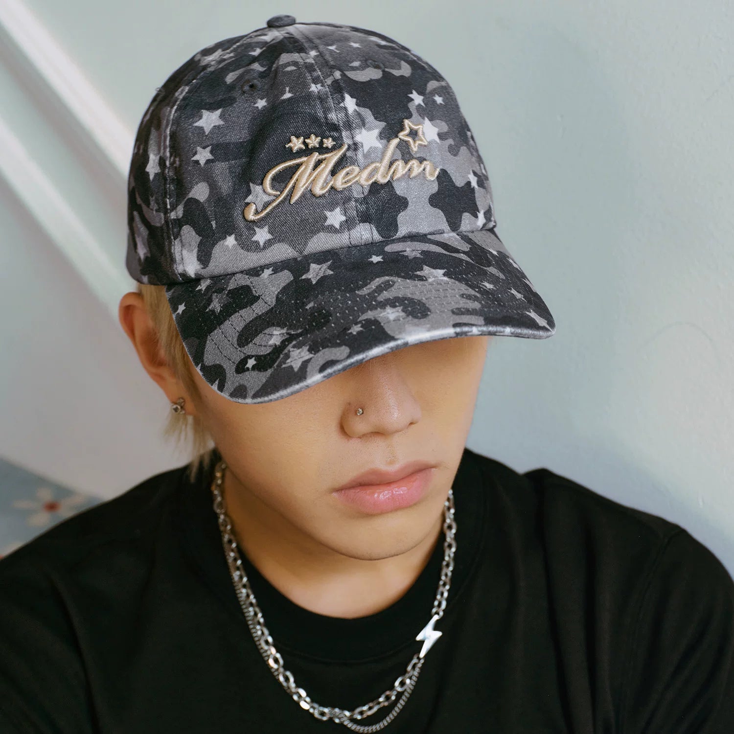 MEDM letter logo embroidered camouflage sun protection baseball cap summer new style American retro casual duckbill cap for men and women