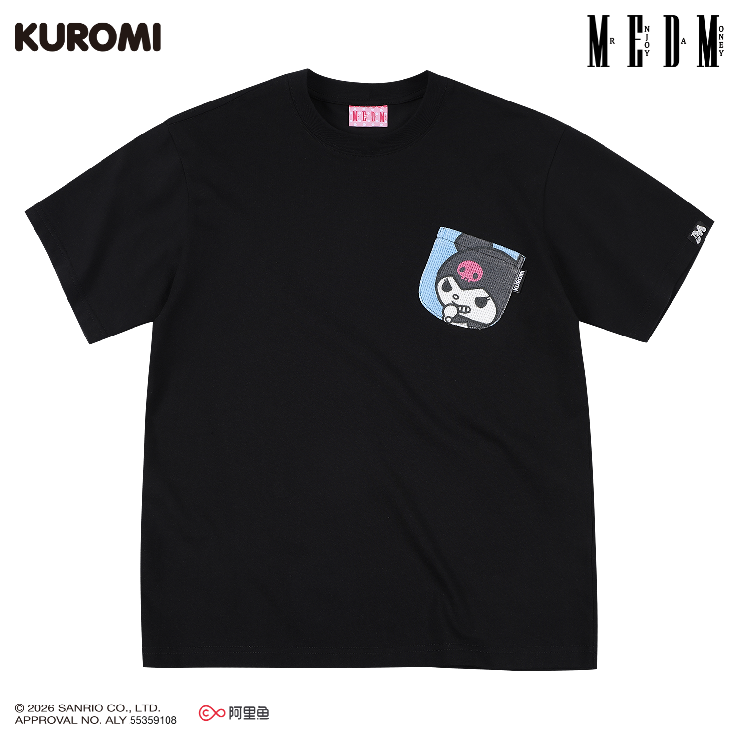 MEDM × Sanrio Family Series Knitted Pocket Casual Round Neck Short Sleeve Cool Lomi Pattern Loose T-shirt Summer