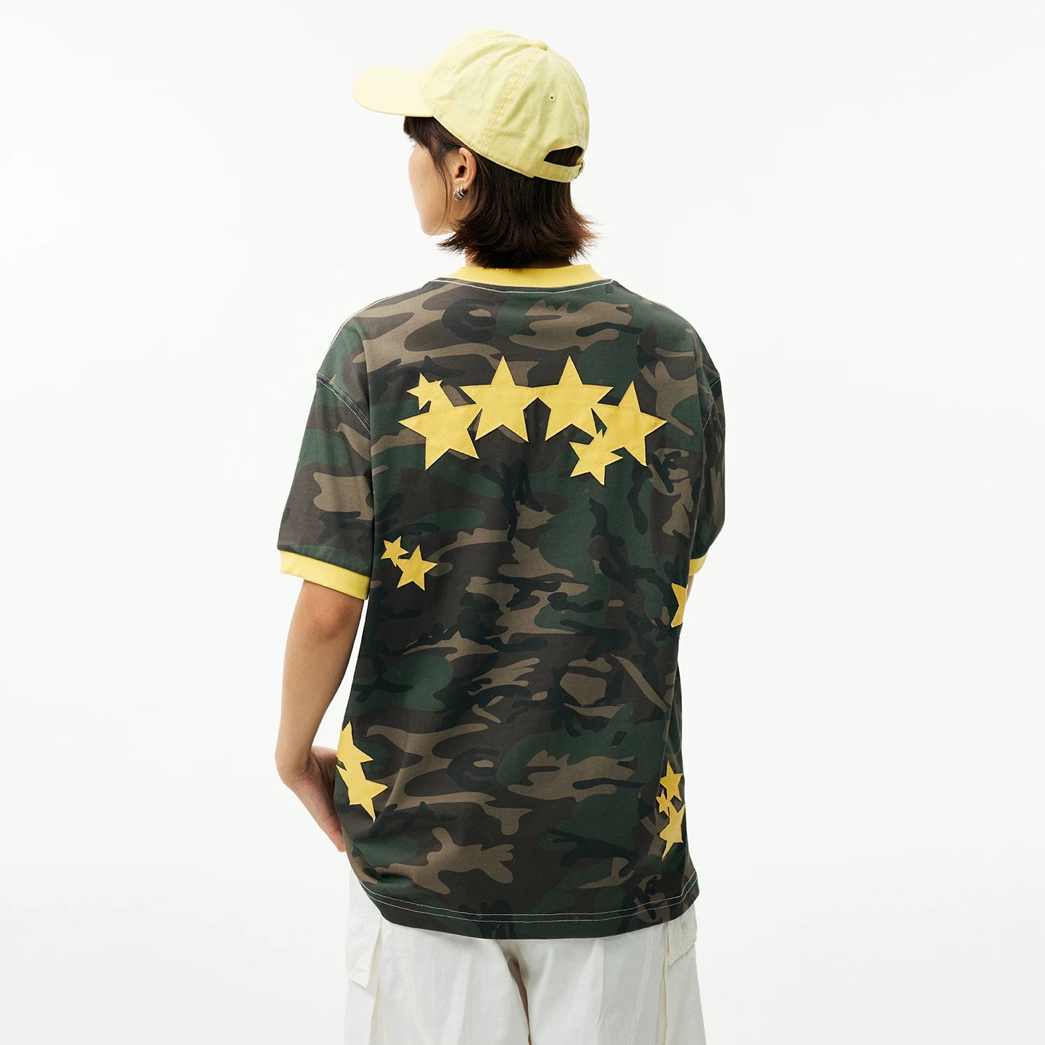 MEDM camouflage star lazy style logo embroidered loose round neck T-shirt street retro casual men's and women's short sleeved summer